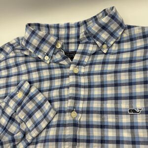 Vineyard Vines Classic Fit Cotton Linen‎ Check Button Down Shirt Plaid Size S